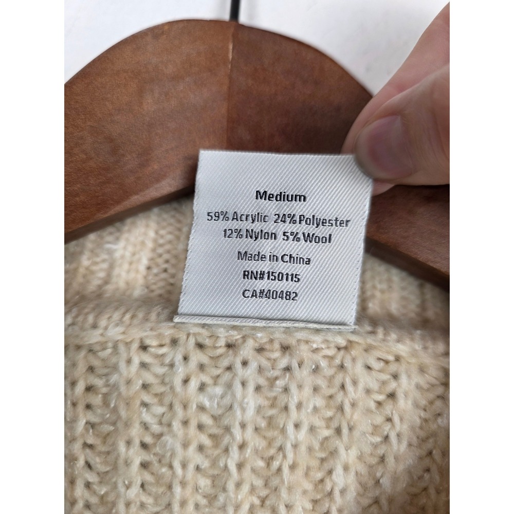 Varley Amelia Womens Half Zip Ribbed Sweater Cream Gold Zipper Wool Blend Medium - Picture 7 of 7